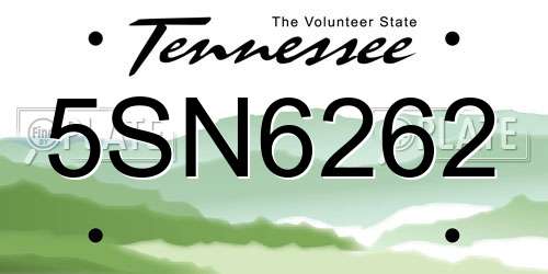 5SN6262 Tennessee License Plate