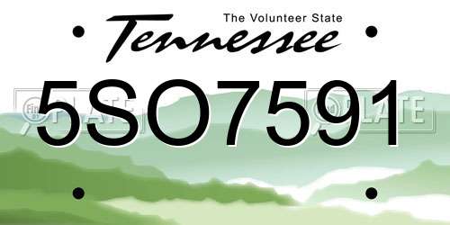 5SO7591 Tennessee License Plate