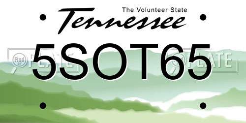 5SOT65 Tennessee License Plate