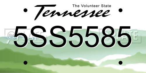 5SS5585 Tennessee License Plate