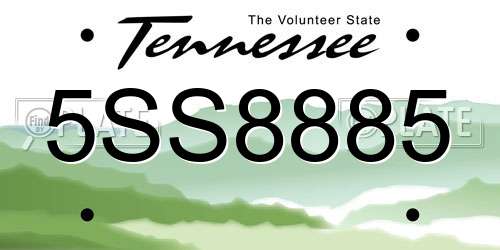 5SS8885 Tennessee License Plate