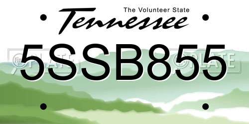 5SSB855 Tennessee License Plate