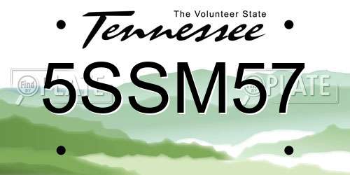 5SSM57 Tennessee License Plate