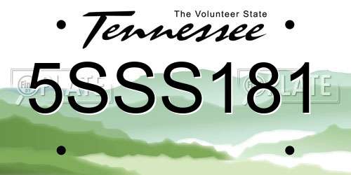 5SSS181 Tennessee License Plate