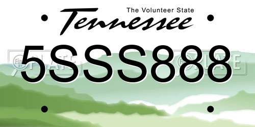 5SSS888 Tennessee License Plate