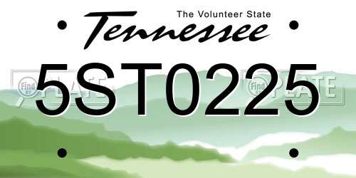 5ST0225 Tennessee License Plate