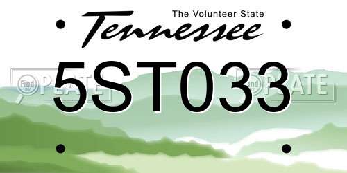 5ST033 Tennessee License Plate