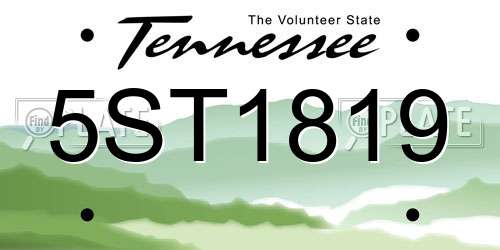5ST1819 Tennessee License Plate