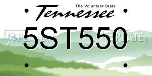 5ST550 Tennessee License Plate