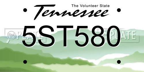 5ST580 Tennessee License Plate