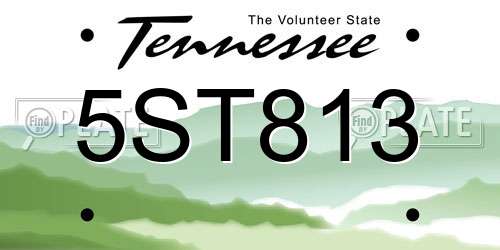 5ST813 Tennessee License Plate