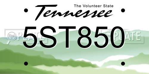 5ST850 Tennessee License Plate