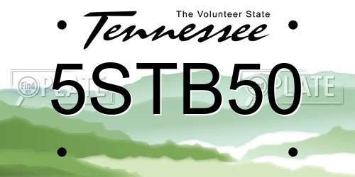 5STB50 Tennessee License Plate