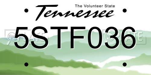 5STF036 Tennessee License Plate