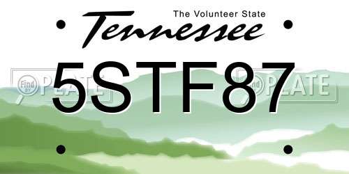 5STF87 Tennessee License Plate