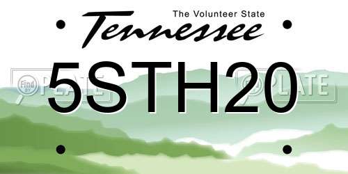 5STH20 Tennessee License Plate