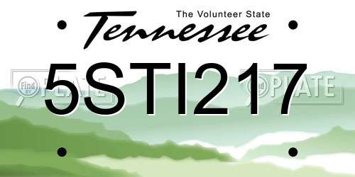 5STI217 Tennessee License Plate