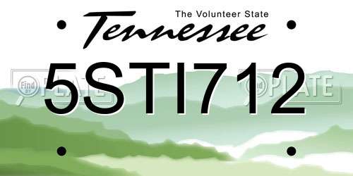 5STI712 Tennessee License Plate