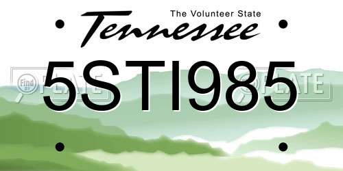 5STI985 Tennessee License Plate