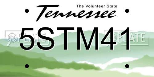 5STM41 Tennessee License Plate
