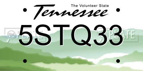 5STQ33 Tennessee License Plate