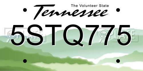 5STQ775 Tennessee License Plate
