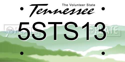 5STS13 Tennessee License Plate