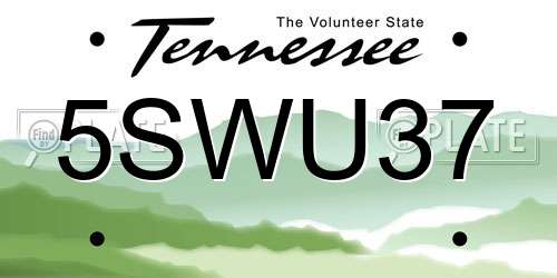 5SWU37 Tennessee License Plate