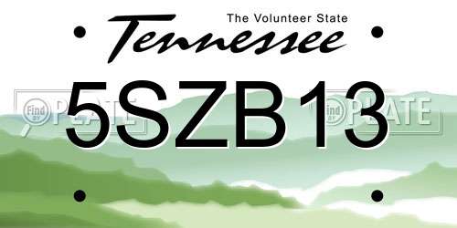 5SZB13 Tennessee License Plate