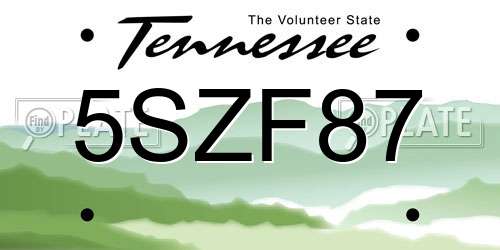 5SZF87 Tennessee License Plate
