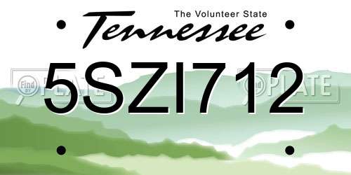 5SZI712 Tennessee License Plate