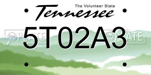 5T02A3 Tennessee License Plate