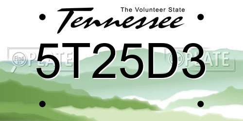 5T25D3 Tennessee License Plate