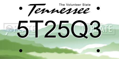 5T25Q3 Tennessee License Plate