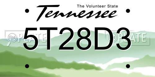 5T28D3 Tennessee License Plate