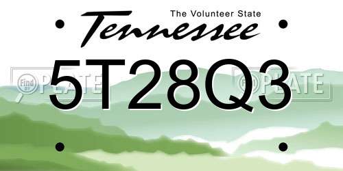 5T28Q3 Tennessee License Plate