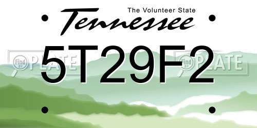 5T29F2 Tennessee License Plate