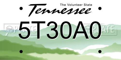 5T30A0 Tennessee License Plate