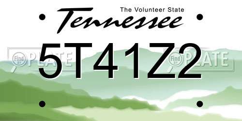 5T41Z2 Tennessee License Plate