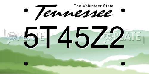5T45Z2 Tennessee License Plate