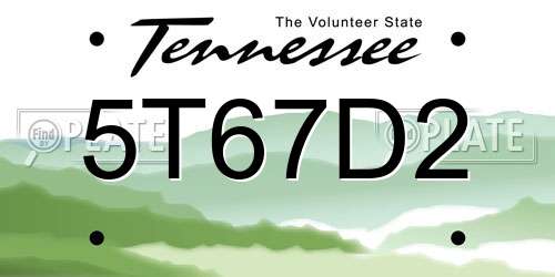 5T67D2 Tennessee License Plate