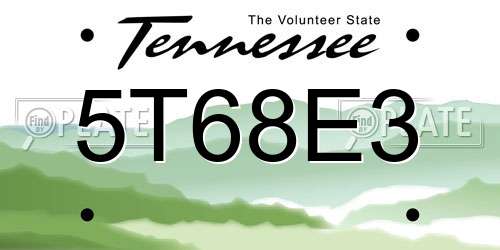5T68E3 Tennessee License Plate