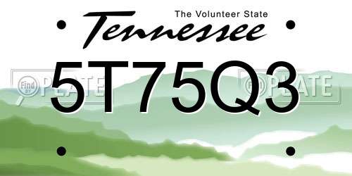 5T75Q3 Tennessee License Plate
