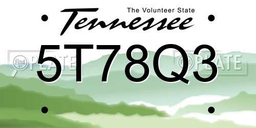 5T78Q3 Tennessee License Plate
