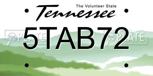 5TAB72 Tennessee License Plate