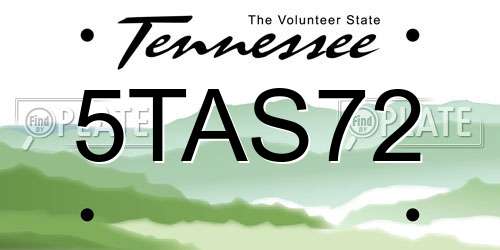 5TAS72 Tennessee License Plate