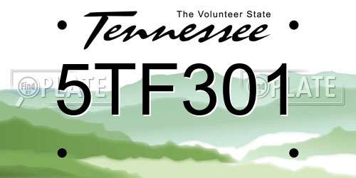 5TF301 Tennessee License Plate