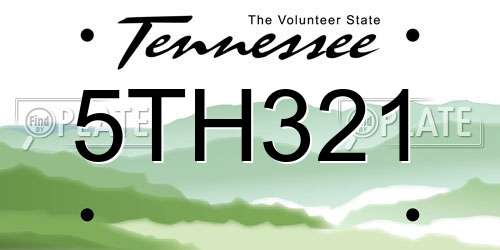 5TH321 Tennessee License Plate