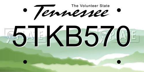 5TKB570 Tennessee License Plate