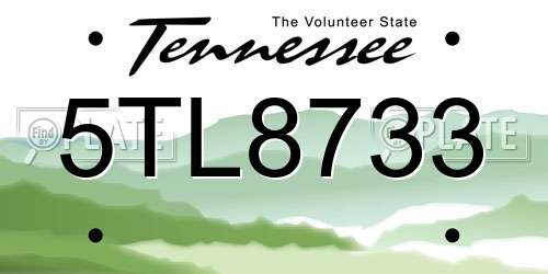 5TL8733 Tennessee License Plate